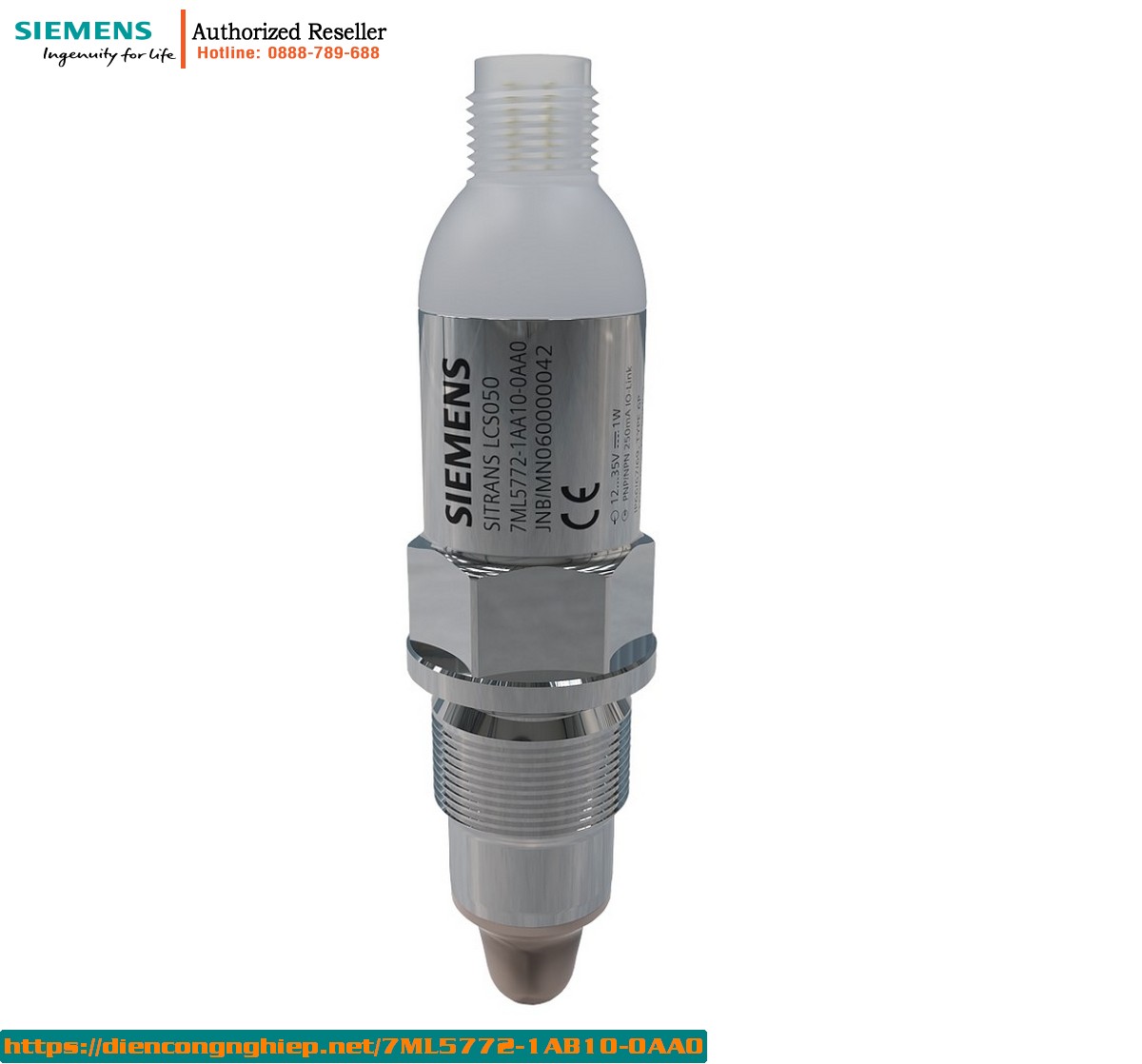 Cảm biến mức điểm SITRANS LCS050 7ML5772-1AB10-0AA0 – Công tắc phát hiện mức chất lỏng, thiết kế nhỏ gọn, hỗ trợ IO-Link, kết nối ren G1/2″