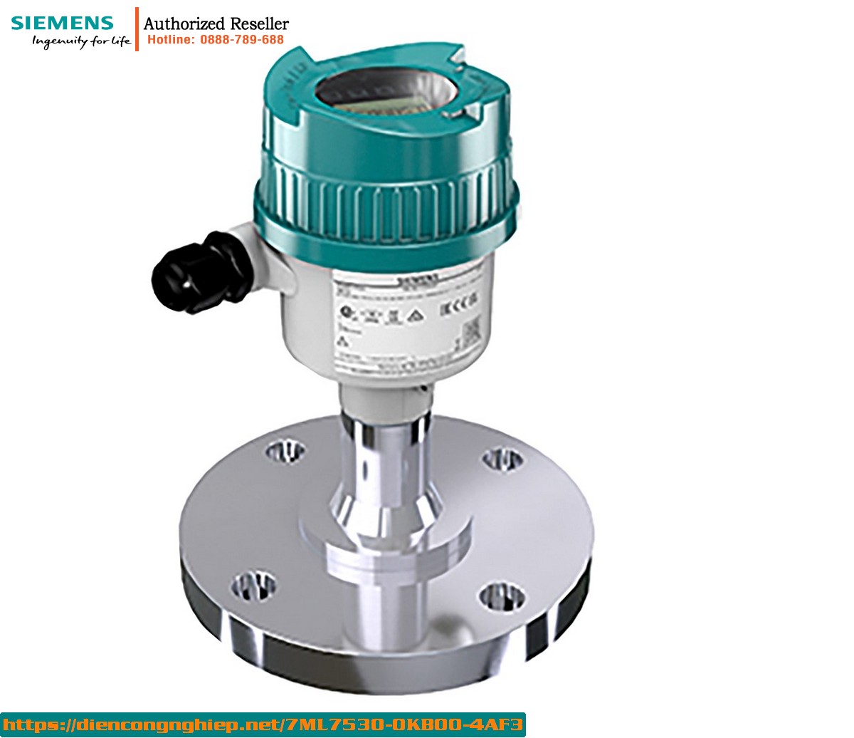 Cảm biến mức liên tục không tiếp xúc SITRANS LR530 PTFE - 7ML7530-0KB00-4AF3 chính hãng cho chất lỏng & slurry