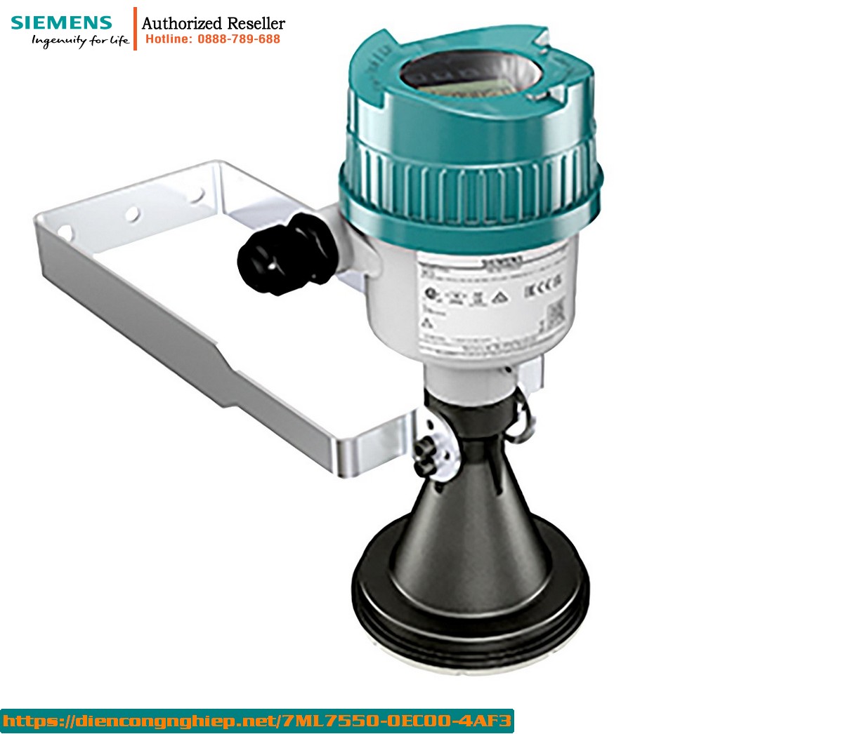 Máy đo mức radar Siemens 7ML7550-0EC00-4AF3 - Cảm biến radar 120m, đo liên tục chất rắn/chất lỏng, chuẩn HART