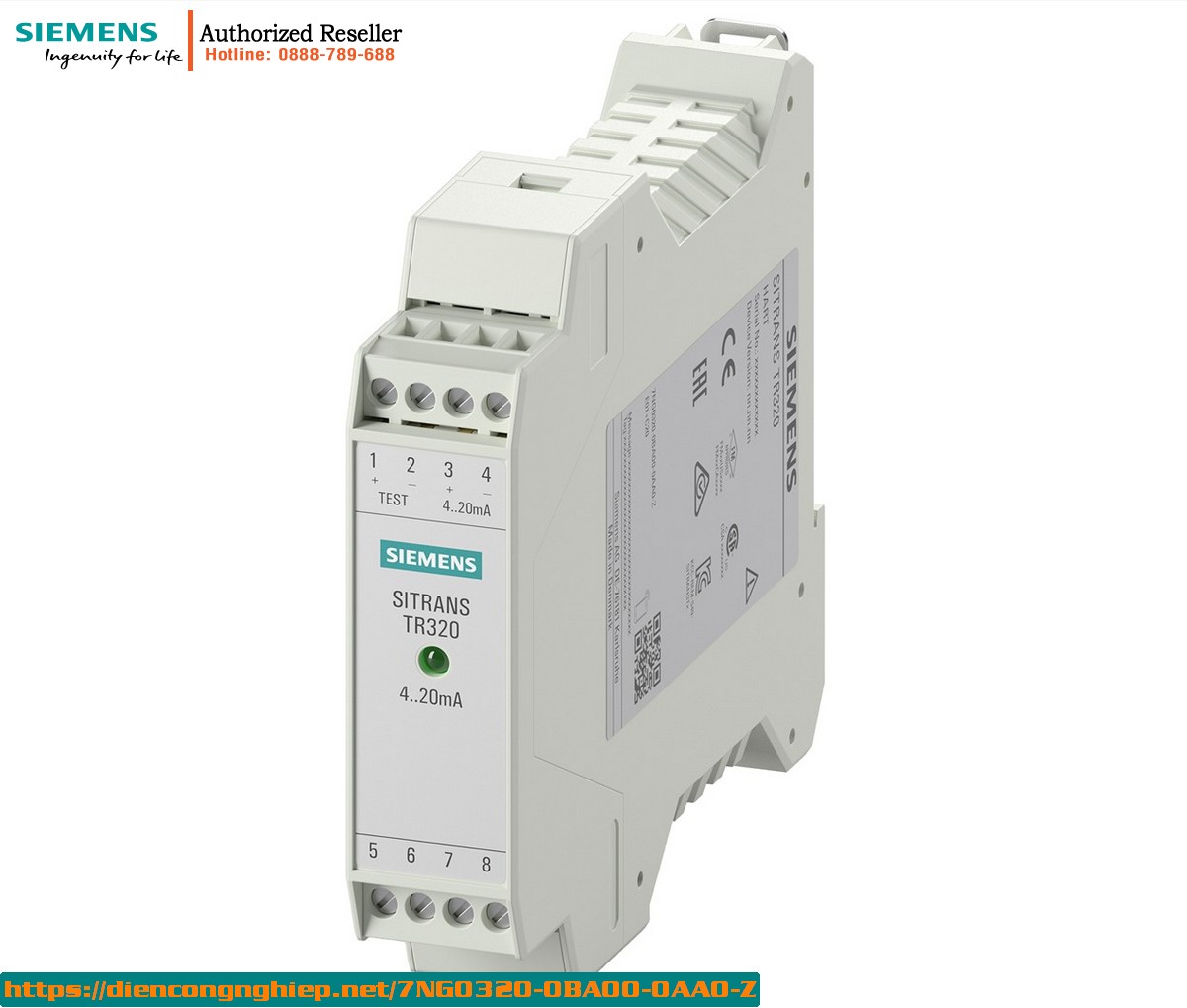 Bộ Chuyển Đổi Nhiệt Độ SITRANS TR320 HART 7NG0320-0BA00-0AA0-Z - Đầu Dò RTD Pt100, Lắp Ray, Cách Ly 2 Dây