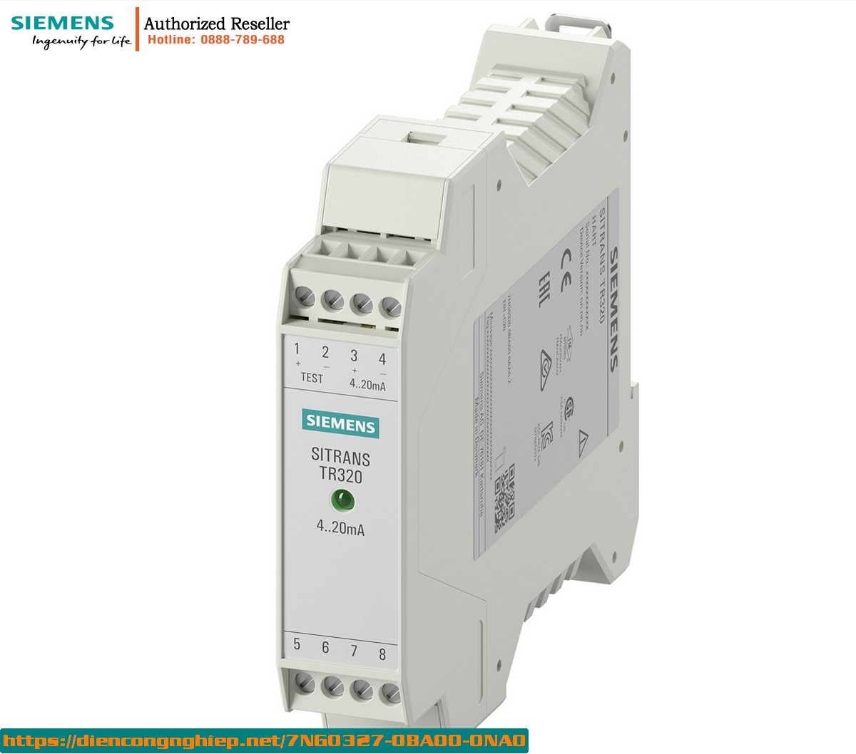 Bộ chuyển đổi nhiệt độ SITRANS TR320 7NG0327-0BA00-0NA0 | RTD Pt100 | Rail Mount | ATEX IECEx