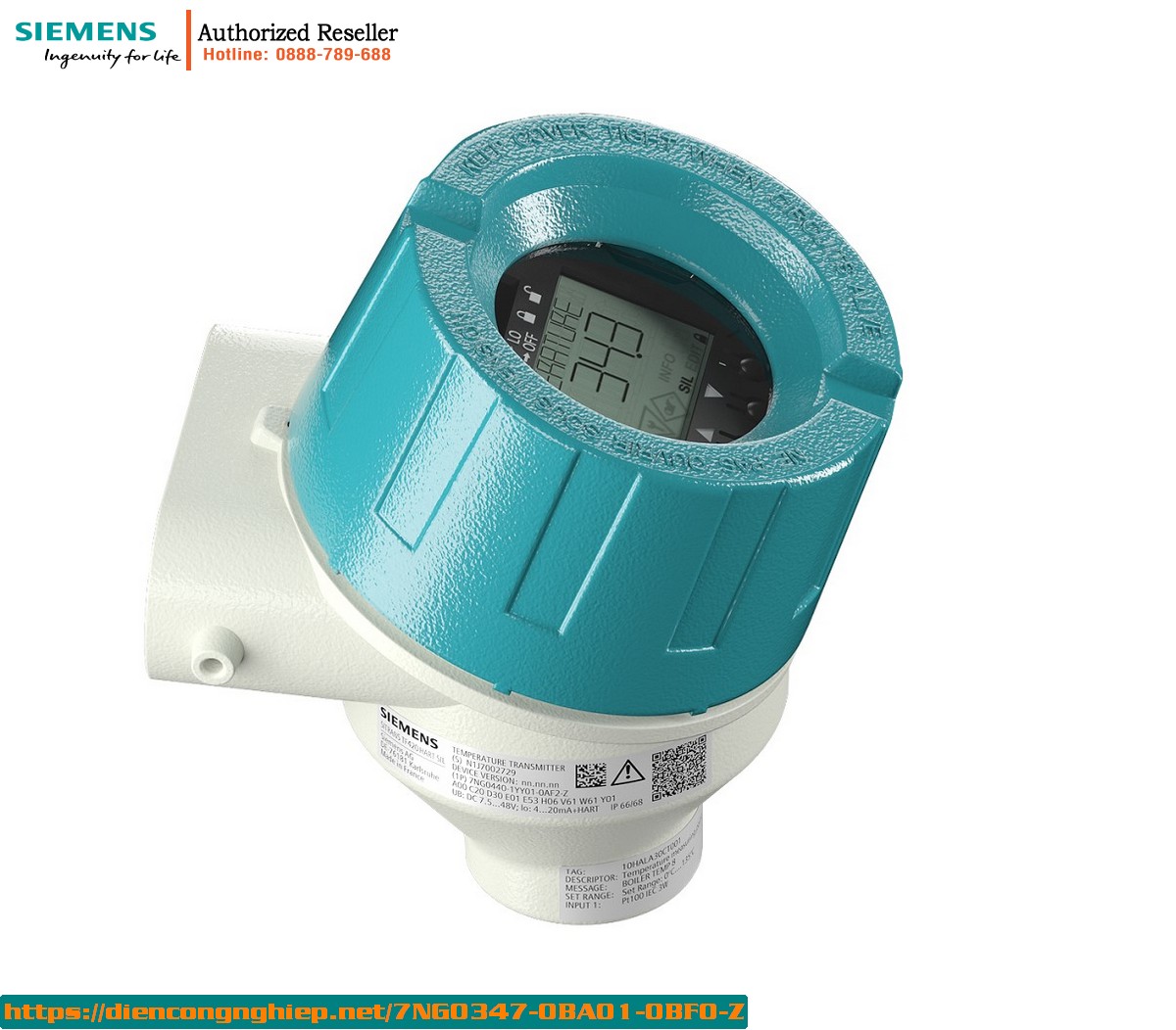 Bộ Chuyển Đổi Nhiệt Độ SITRANS TF320 - Cảm Biến Pt100 4-20mA - Phiên Bản 7NG0347-0BA01-0BF0-Z - Chống Cháy Nổ NEPSI
