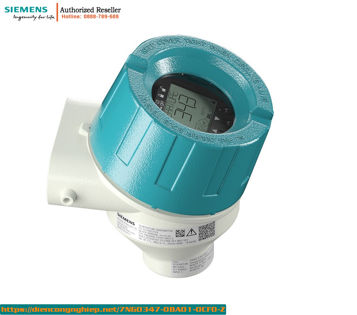 Cảm biến nhiệt độ Siemens SITRANS TF320 7NG0347-0BA01-0CF0-Z - Đầu dò Pt100 chống cháy nổ NEPSI
