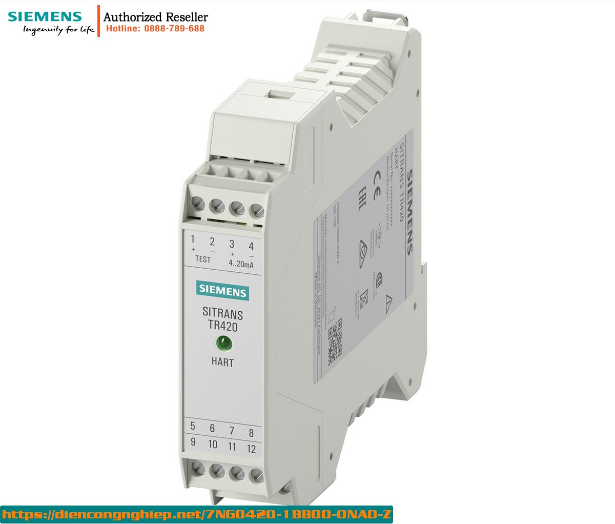 Cảm Biến Nhiệt Độ Siemens 7NG0420-1BB00-0NA0-Z - Bộ Chuyển Đổi Tín Hiệu HART 4-20mA, Đầu Vào Kép RTD Pt100, Rail Mount, Chứng Chỉ ATEX/IECEx