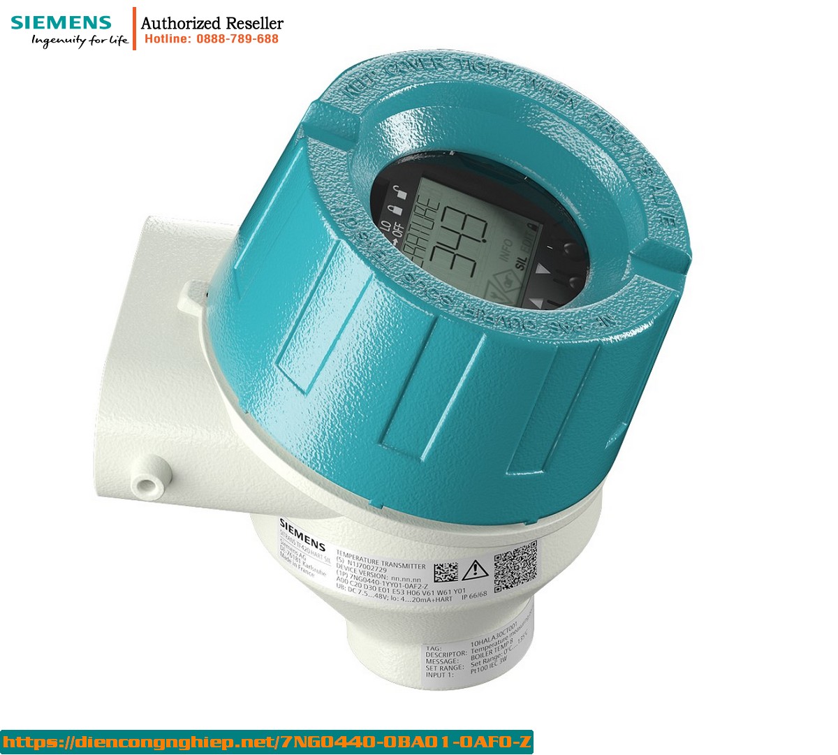 Cảm Biến Nhiệt Độ SITRANS TF420 7NG0440-0BA01-0AF0-Z - 2 Đầu Vào Độc Lập, HART, Vỏ Nhôm, Lắp Tường/Ống